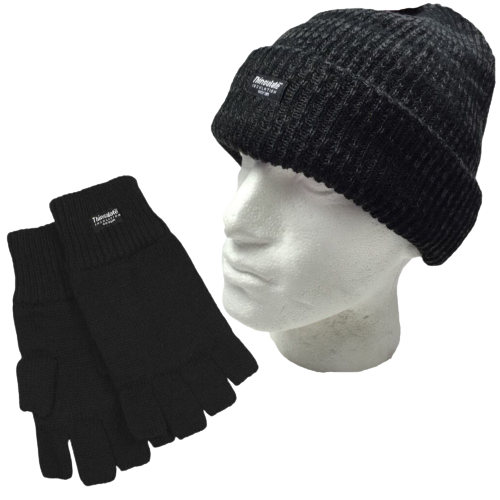2pcs Set 3M Thinsulate Beanie Hat + Fingerless Knit Gloves Insulation Thermal