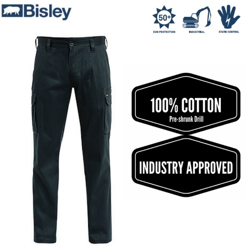 BISLEY Cotton Drill Cargo Pants Industrial Work Trousers Tradie BPC6006