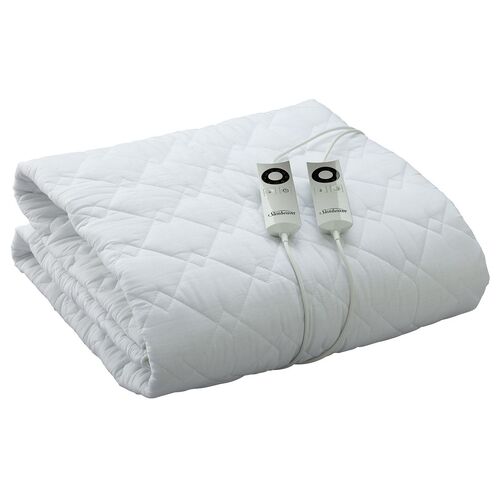Sunbeam Queen Sleep Perfect Quilted Heated Blanket - White