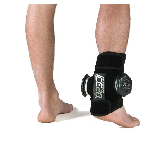 ICE 20 Double Ankle Strap Compression Therapy Wrap Cold Pain Relief w Bag