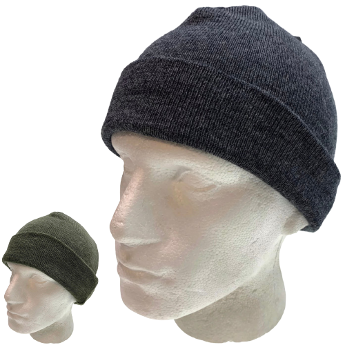 100% PURE WOOL Fine Knit Beanie Hat Cap Warm Ski Snow Pull On Knitted 21011