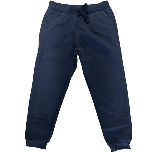 Kids Boys Track Pants With Rib Cuffs Casual Trackies Warm Winter - Navy