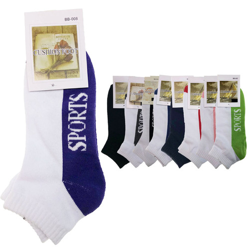 9x COTTON ANKLE SOCKS Sport Cushion Foot Low Cut Running - Assorted Colours Bulk