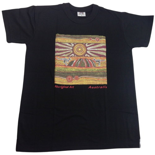 Mens Australia T Shirt Aboriginal Art 100% Cotton Souvenir Indigenous Tee