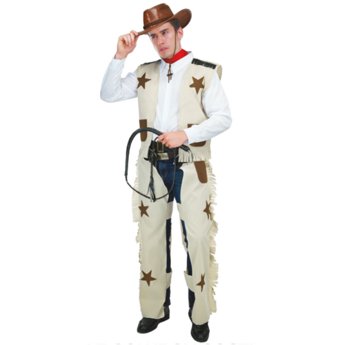 Mens Cowboy Costume Wild West Sheriff Texas Rodeo Fancy Dress Deputy Outback