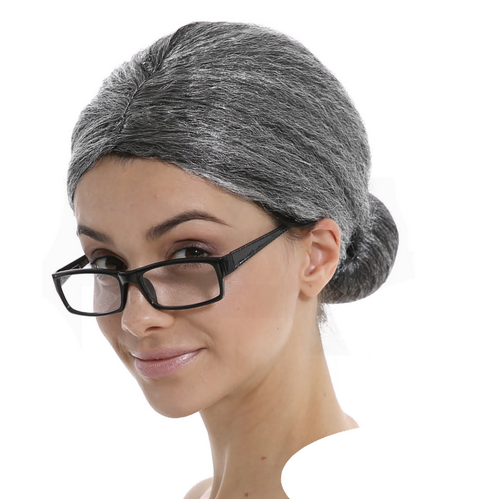GRANDMA WIG Grey Hair Old Lady Granny Fancy Dress Costume Party Grand Mother