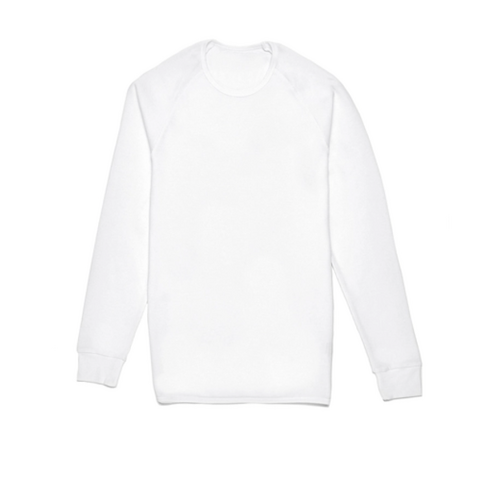 Thermo Fleece Mens Thermal Long Sleeve Top Baselayer Cotton Blend Shirt - White