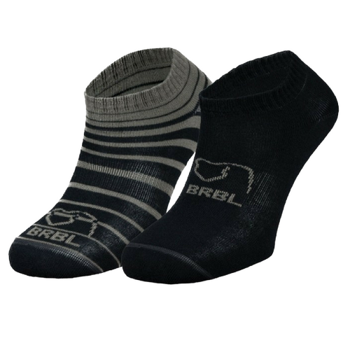 2pk BRBL Baloo Ankle Socks Low Cut MADE IN ITALY  - Dark Grey/Mid Grey - L