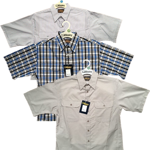 BISLEY SHORT SLEEVE SHIRT Everyday Casual Business Work Cotton Blend Check