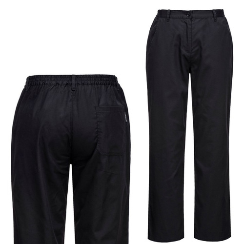 Portwest Womens Rachel Chef Trousers Pants Ladies Hospitality Workwear - Black