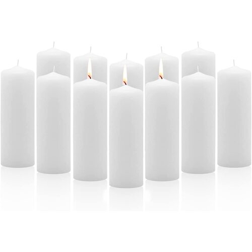 36x Premium Church Candle Pillar Candles White Unscented Lead Free 36Hrs - 5*15cm 
