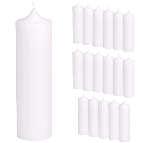 16x Premium Church Candle Pillar Candles White Unscented Lead Free 90Hrs - 7*20cm 