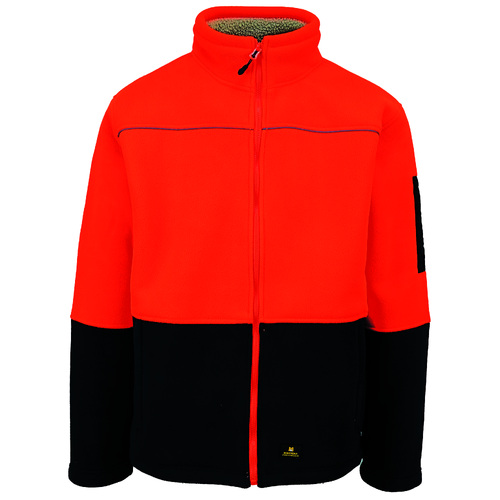HI VIS Polar Fleece Sherpa Jacket Full Zip Thick Lined Winter Safety Jumper - Orange