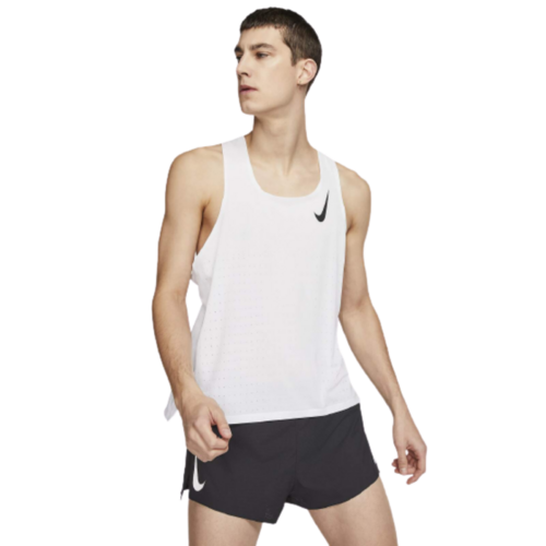 Nike AeroSwift Mens Running Singlet Vest Tank Top - White/Black