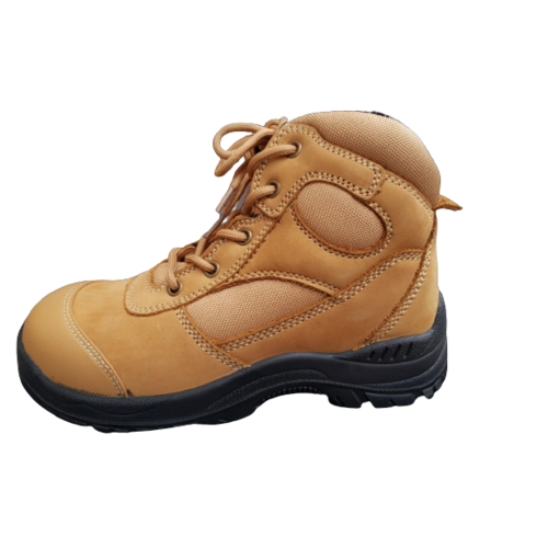 DYN Industrial Steel Cap Boots w Side Zip Safety Work Boots Construction Toe - Honey