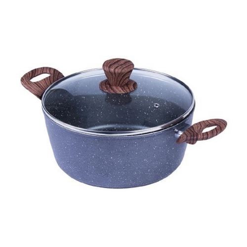 24cm Ceramic Marble Coat PFOA Free Non-Stick Casserole Pot Pan Dish with Lid