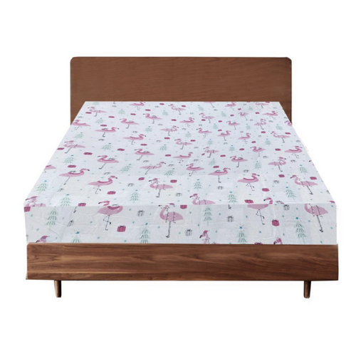 Queen Luxury 100% Cotton Flannelette Fitted Bed Sheet Authentic Flannel - Flamingo