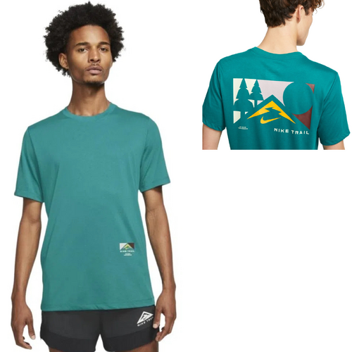 Nike Mens Dri-Fit Trail Running T-Shirt Top - Green