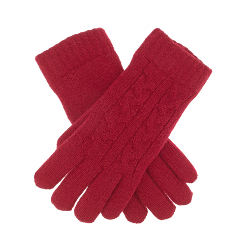 DENTS Ladies Womens Cable Knit Yarn Lined Gloves Warm - Berry - One Size