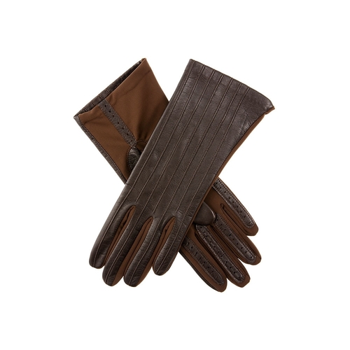 DENTS Womens Olivia Silk Leather & Elastane Gloves - Mocca - One Size