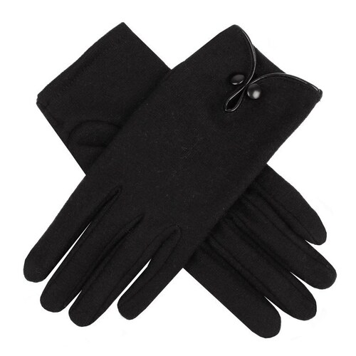 DENTS Ladies Womens 100% Wool Gloves Unlined Warm Winter - Black (One Size)