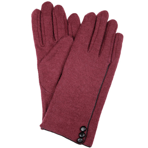 DENTS Ladies Knit Unlined Gloves Warm Winter Button Detail - Wine
