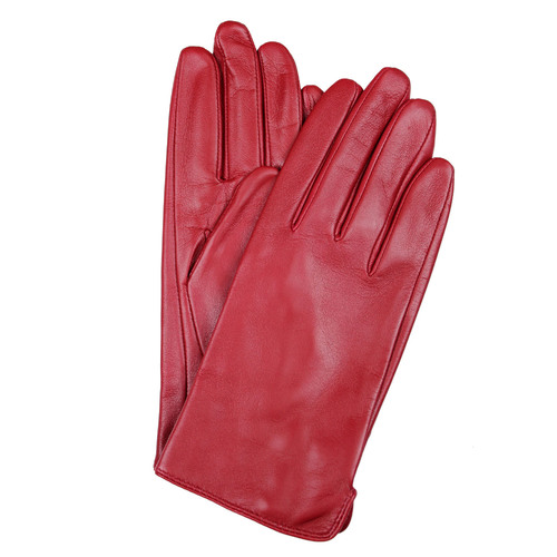 Dents Womens Classic Leather Gloves Winter Warm Soft Smooth Grain - Red