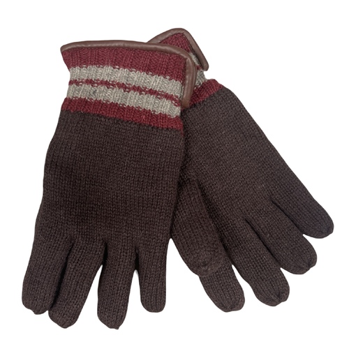DENTS Wool Gloves Winter w/ Warm Fleece Insulated Thermal Knitted - Brown