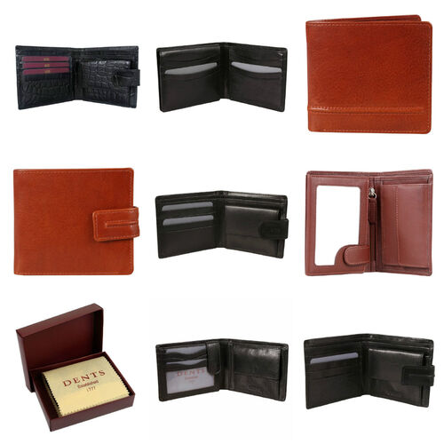 DENTS WALLET Genuine Italian LEATHER Mens Credit Card Holder Bifold GIFT BOX