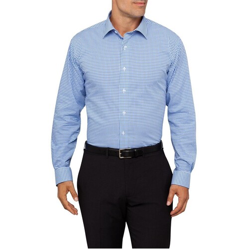 Van Heusen Euro Tailored Fit Shirt Mens Long Sleeve - Blue Check