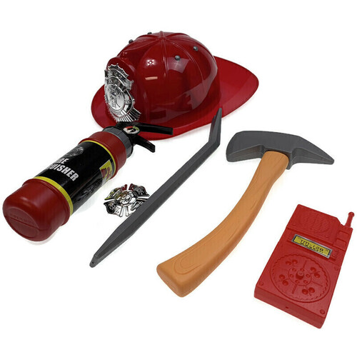 6pcs FIREMAN SET Kids Fire Chief Helmet Costume Halloween Book Week Kit