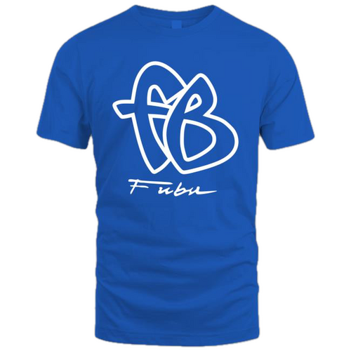 FUBU Drake Classic Logo T Shirt Top Quick Shot Tee - Cobalt Blue/White