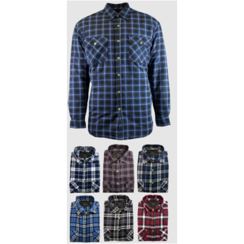 Mens Flannelette Shirt 100% Cotton Check Authentic Flannel Long Sleeve Vintage