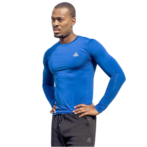 Peak Mens Performance Long Sleeve Training Tee Sport Workout - Royal Blue