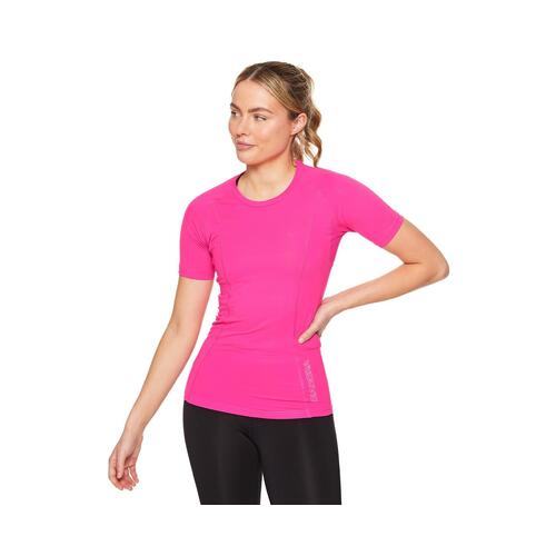 DIADORA Ladies Compression Short Sleeve Top Fitness Gym Yoga - Pink