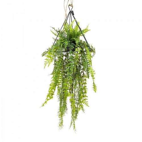 105cm Mixed Fern in Triangular Frame Hanger (with Rope) Artificial Plant Fake