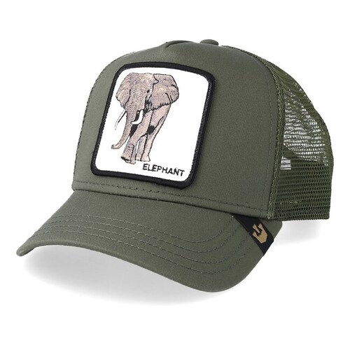 Goorin Brothers Baseball Cap Trucker Snapback Hat Adjustable Animal Series - Elephant (Olive)