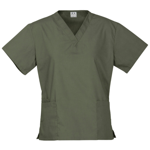 Premium Womens V-Neck Scrubs Top Ladies Hospital Dentist Nurse Uniform - Sage