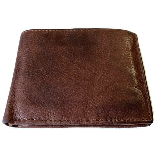 Genuine Washed Cow Hide Leather Wallet HANDMADE Bifold Card Holder - Brown