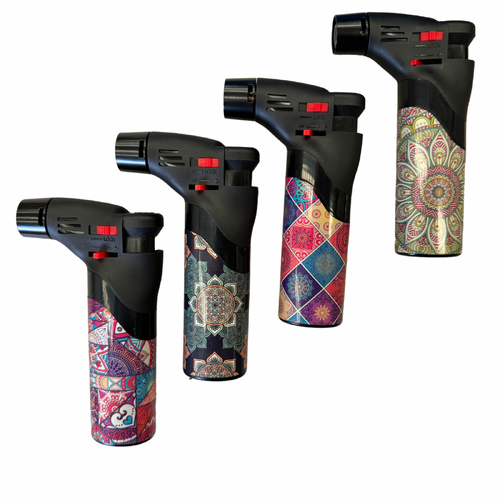 1x Jet Gas Lighter Torch Gun Gas w/ Refillable Butane & Safety Lock - Assorted Colours
