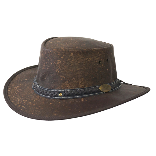 JACARU Squashy Kangaroo Leather Hat Roo Traveller Crushable Travel Outback - Brown