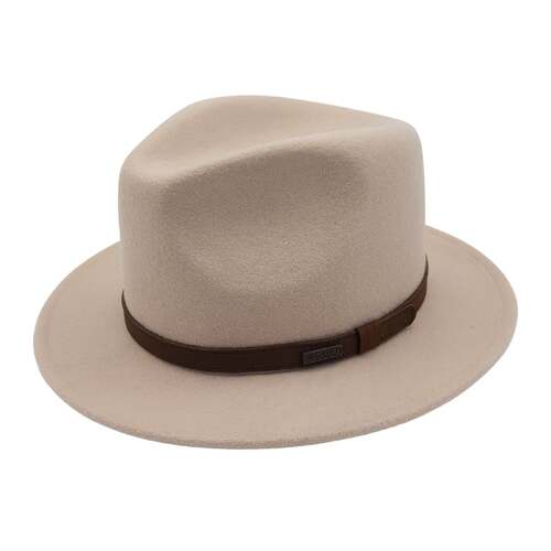 Jacaru 1851 Walkabout Wool Felt Fedora Hat Outback - Cream