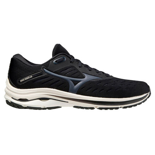Mizuno Mens Wave Rider 24 Sports Gym Running Jogging Shoes Sneakers - Black/White
