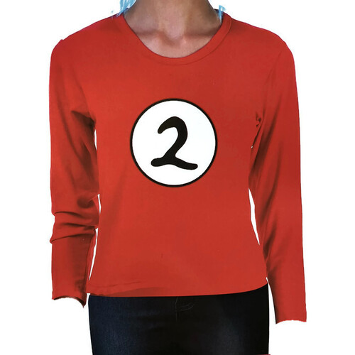 Dr. Seuss Kids Cat In The Hat Thing 2 Long Sleeve Red Top Party Costume Book Week