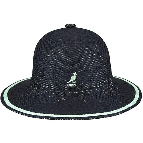 Kangol Womens Tropic Wide Brim Stripe Casual Lightweight Bucket Hat - Black - L