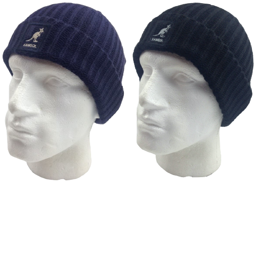 2pc Set Fashion Cuff Pull-On Beanie Warm Winter Hat Knitted Mens Cap Black Blue