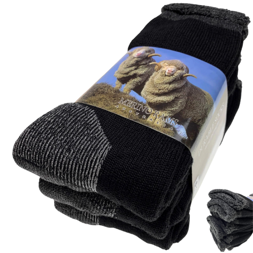 3 Pairs Heavy Duty Merino Wool Work Socks Extra Thick Cushion (Size 11-14)