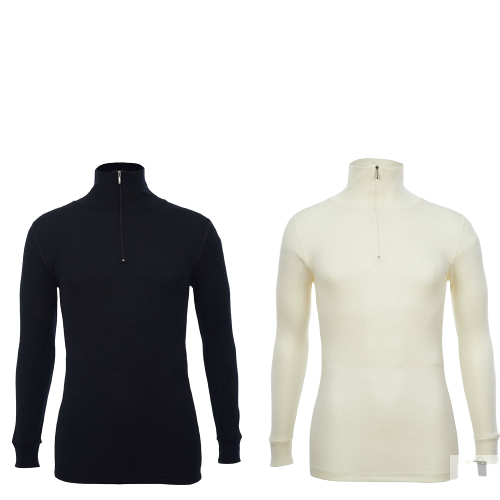 100% Wool MERINO SKINS Mens Half Zip Long Sleeve Thermal Underwear T-Shirt Top