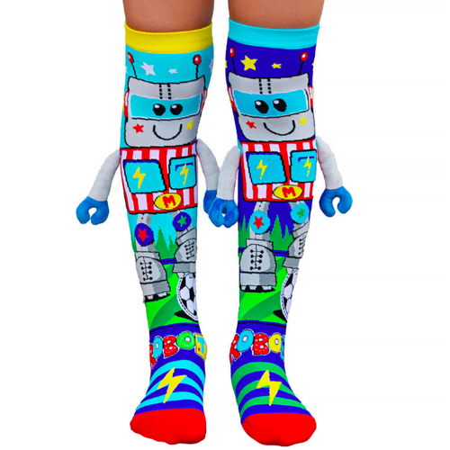 MADMIA Robot Boy’s Long Knee High Socks - Toddlers Unisex Pair -  Blue