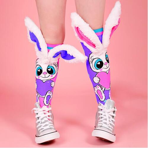 MADMIA Funny Bunny Rabbit Toddler Socks - Purple/pink (Ages 3-5)